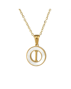 I Hollow Letter With White Shell Necklace CA7810208