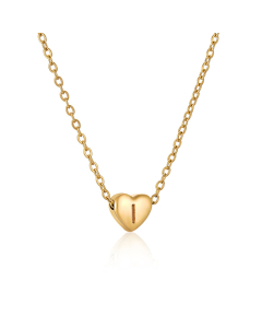 I Initial Letter 3D Hard Heart Necklace CA7810207