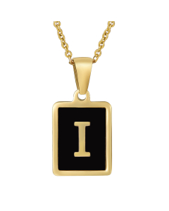 I Initial Letter Necklace Inlaid With Black Shell CA7810215