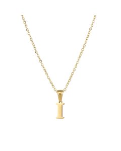 I Mirror Polish Initial Letter Figaro Chain Necklace CA7810227