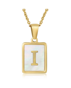 I Necklace Inlaid White Shell With Initial Letter Necklace CA7810200