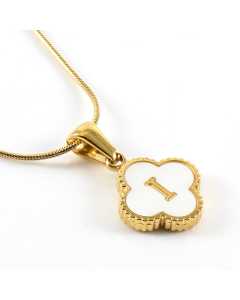 H Wholesale Initial Letter Lucky Clover Necklace Inlaid Nature Shell CA7810197
