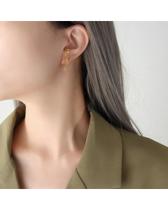 Individuation Style Bow Knot Titanium Steel Earring Gold Plated Earrings CA08811171