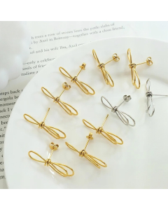Individuation Style Bow Knot Titanium Steel Earring Studs Earrings CA08811332