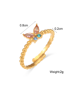 Ins Style Butterfly Colorful Ring Wholesale Jewelry LY881018-31
