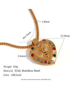 Ins Style Colorful Fashion Stainless Steel Vintage Snake Heart Necklace LY881018-2