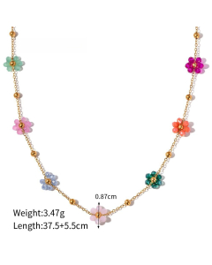 Ins Style Fairy Style Sweet Flower Chain Titanium Steel Necklace Colorza Wholesale