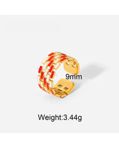 Elegant 18K Gold Plated Women's Fashion Geometric Color Drop Oil Ring
