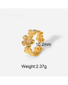 Fine Jewlry 18K Gold Plated Women's Fashion Geometric Color Drop Oil Ring
