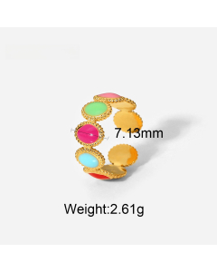 Colorza Jewelry 18K Gold Plated Women's Fashion Geometric Color Drop Oil Ring