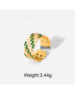 Simple Style 18K Gold Plated Women's Fashion Geometric Color Drop Oil Ring