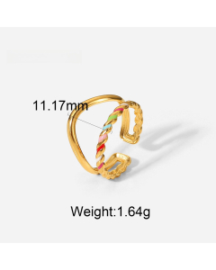 Sweet 18K Gold Plated Women's Fashion Geometric Color Drop Oil Ring