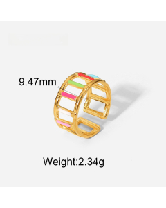 Minimalism 18K Gold Plated Women's Fashion Geometric Color Drop Oil Ring