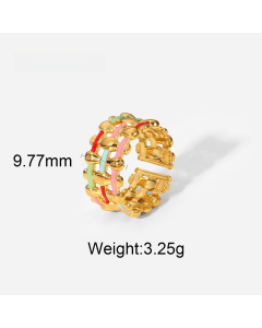 Fairy Style 18K Gold Plated Women's Fashion Geometric Color Drop Oil Ring