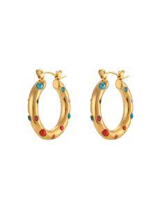 INS Style Lady Hoop Earring With Colorful Gem LY881018-6