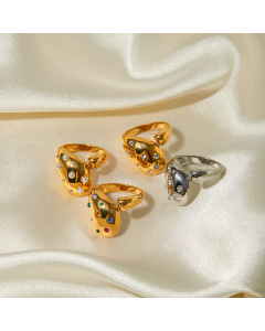 Wholesale Stainless Steel Ring Inset Color Zircon 18K Gold Opening Ring 