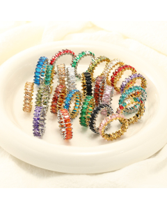 Wholesale INS Style Ring Popular Light Luxury Inset Oval Zirconium Stainless Steel Gold Plated Ring