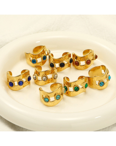 Irregular Inlaid Gemstones Stainless Steel Ring Wholesale 