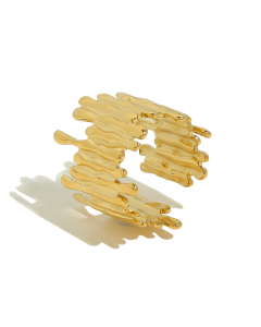Wholesale Stainless Steel Ring Irregular Opening Ring -Gold Color-08