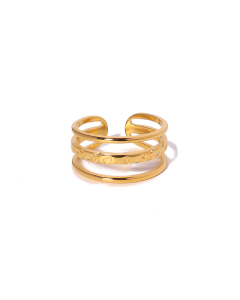 Wholesale Stainless Steel Ring Irregular Opening Ring -Gold Color-09