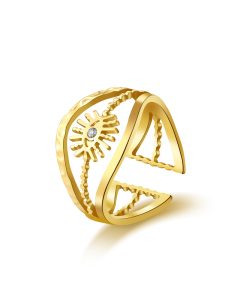 Wholesale Stainless Steel Ring Irregular Opening Ring -Gold Color-05