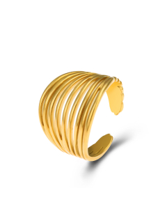 Wholesale Stainless Steel Ring Irregular Opening Ring -Gold Color-06