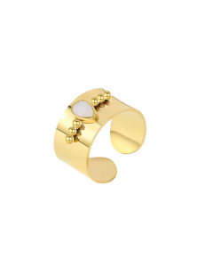 Wholesale Stainless Steel Ring Irregular Opening Ring -Gold Color-03