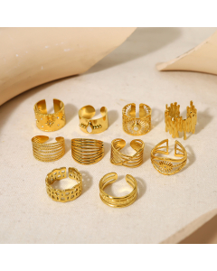 Wholesale Stainless Steel Ring French Style Irregular Non-Fading Opening 18K Gold Plated Ring