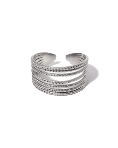 Wholesale Stainless Steel Ring Irregular Opening Ring -Steel Color-01