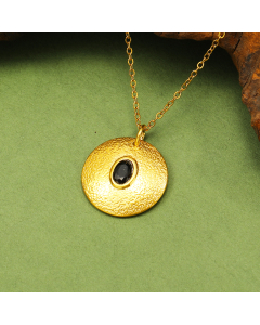 Wholesale Stainless Steel Necklace Irregular Round Brand Gem Necklace -Black