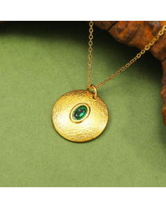 Wholesale Stainless Steel Necklace Irregular Round Brand Gem Necklace -Green