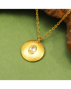 Wholesale Stainless Steel Necklace Irregular Round Brand Gem Necklace -White