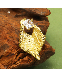 Temperament Fashion Irregular Tinfoil Texture Zircon Inlaid Stainless Steel Earrings