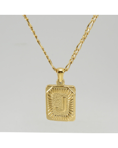 J Hip Hop Style Initial Letter With Curby Chain Necklace CA7810225