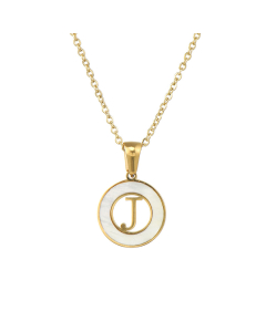J Hollow Letter With White Shell Necklace CA7810208