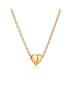 J Initial Letter 3D Hard Heart Necklace CA7810207