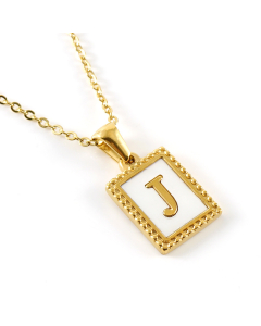J Initial Letter Necklace Inlaid With White Shell Pendant CA7810216