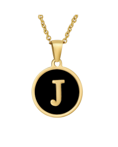J Initial Letter Necklace With Black Shells CA7810193