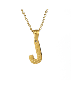 J Stainless Steel Necklace With Initial Letter Harsh lines Pendant CA7810212