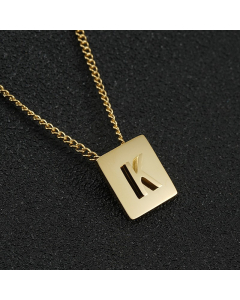 K Gold Plated Square Initial Letter Necklace CA7810194