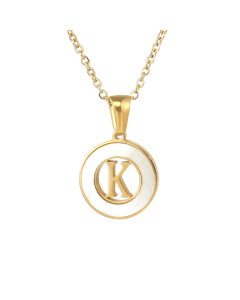 K Hollow Letter With White Shell Necklace CA7810208