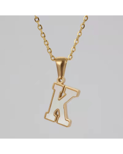 K Initial Letter Inlaid White Shell Stainless Steel Necklace CA7810228