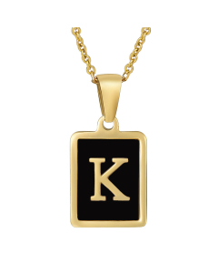 K Initial Letter Necklace Inlaid With Black Shell CA7810215