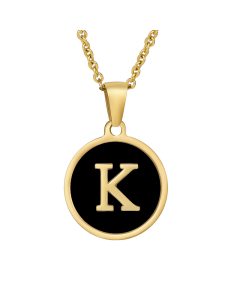 K Initial Letter Necklace With Black Shells CA7810193