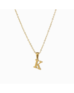 K Mirror Polish Initial Letter Figaro Chain Necklace CA7810227