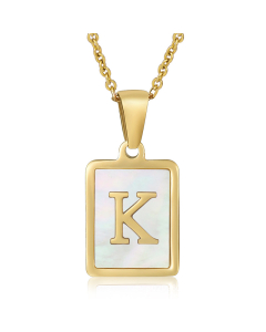 K Necklace Inlaid White Shell With Initial Letter Necklace CA7810200