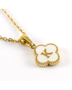 K Stainless Steel Four Clover Necklace With White Shell Charms CA7810222