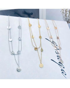 Necklace Minimalist Gold Round Disc Necklace Layered Jewelry