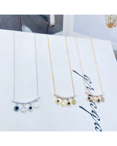 Necklace Smile Necklace Curve Bar Pendant With Round Plate Necklace Simple Wear Jewelry In Steel Color