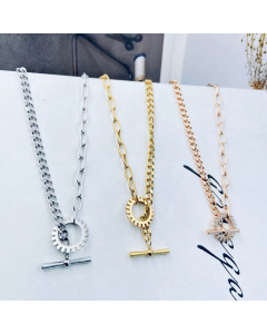 Necklace Mechanical Gear's Round Pedant Necklace O/T Clasp Simple Necklace In Steel Color